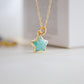 Dainty, natural aqua amazonite celestial stone star pendant set on a 14k gold filled chain. This necklace is a great gift for stargazers, girlfriends, mom, wife, or daughter.