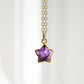 Dainty purple amethyst star necklace in gold filled.