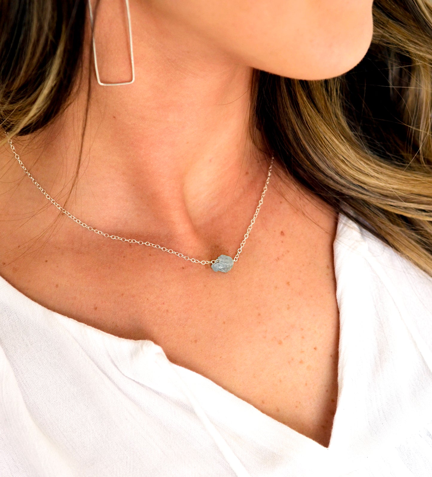 Raw Aquamarine Crystal Necklace