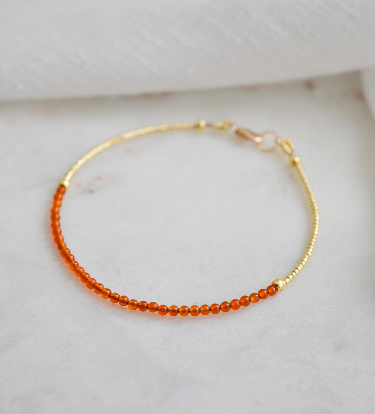 Natural Orange Carnelian Beaded Bracelet