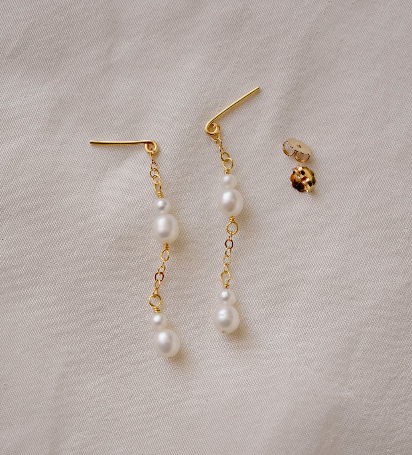 Droplet Pearl Earrings in 14k Gold Filled or Sterling Silver