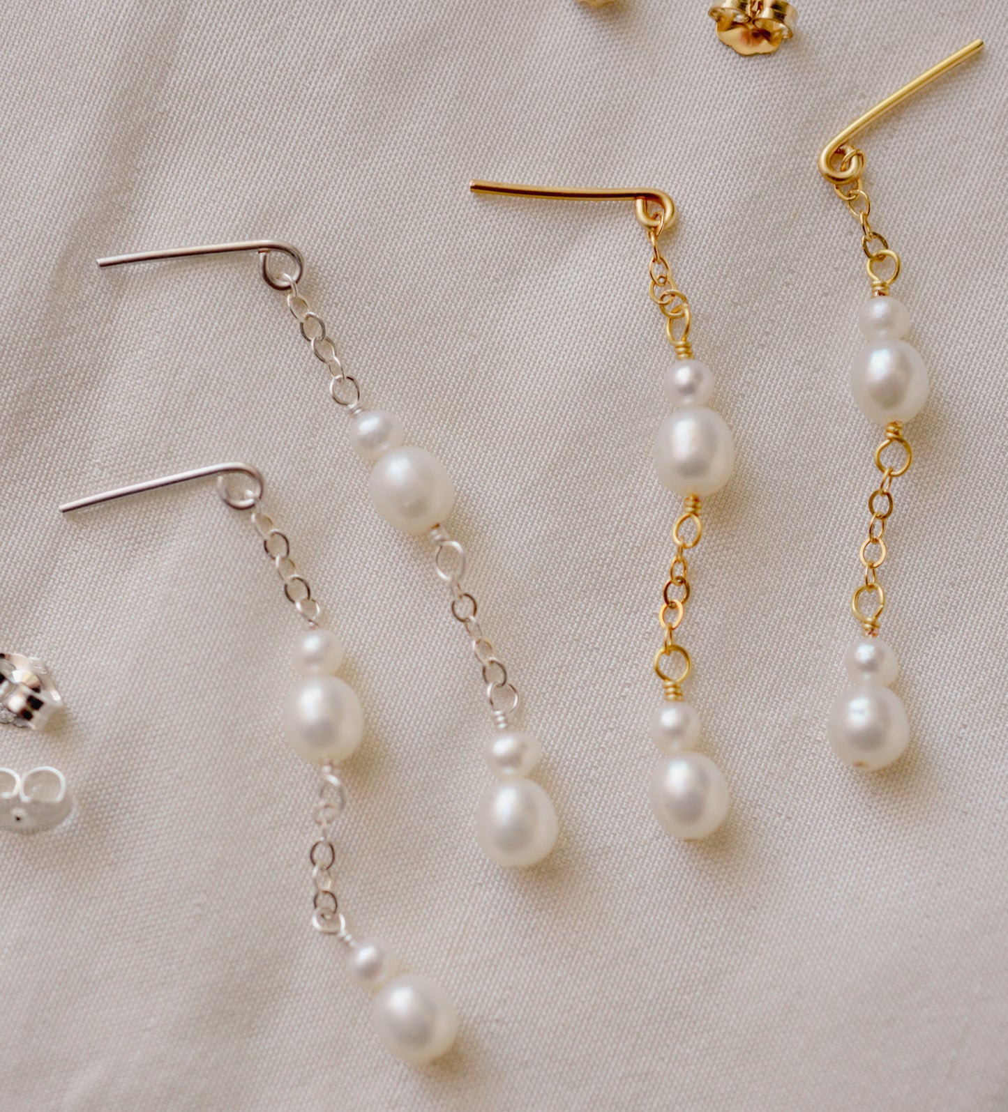 Droplet Pearl Earrings in 14k Gold Filled or Sterling Silver