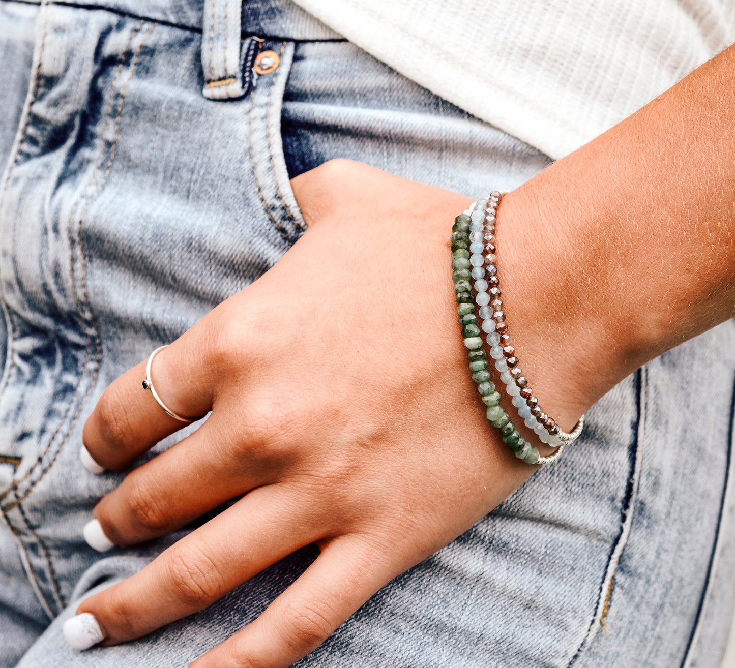 Natural Beaded Garnet Bracelet