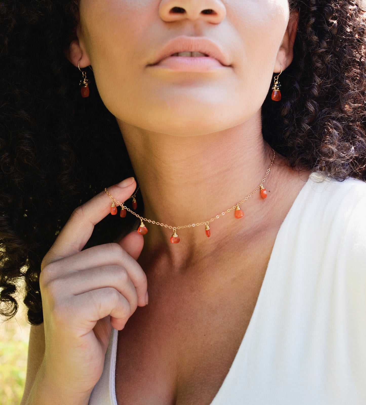 Multiple Teardrop Classic Carnelian Necklace