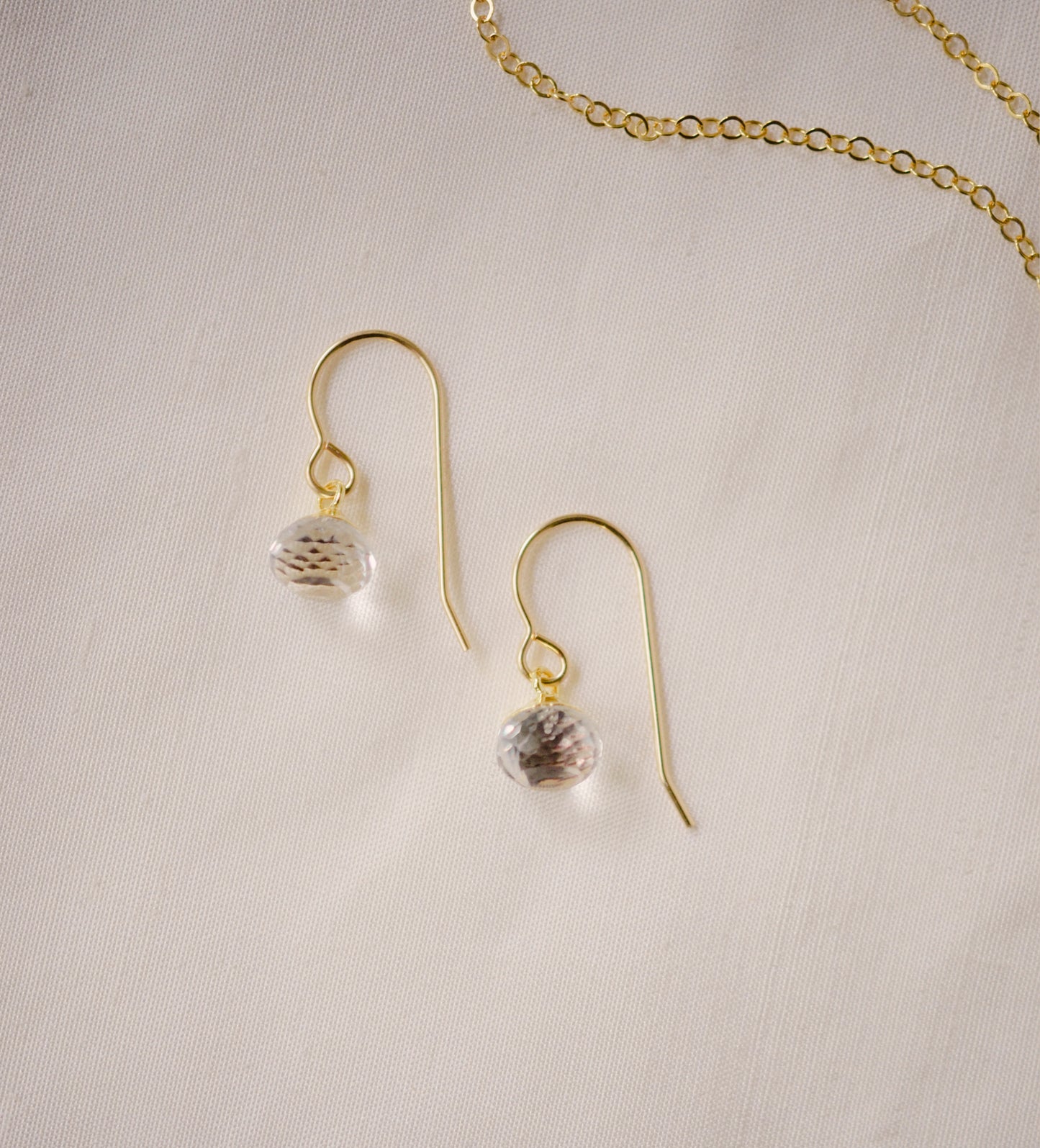 Dainty Crystal Quartz Dangle Earrings