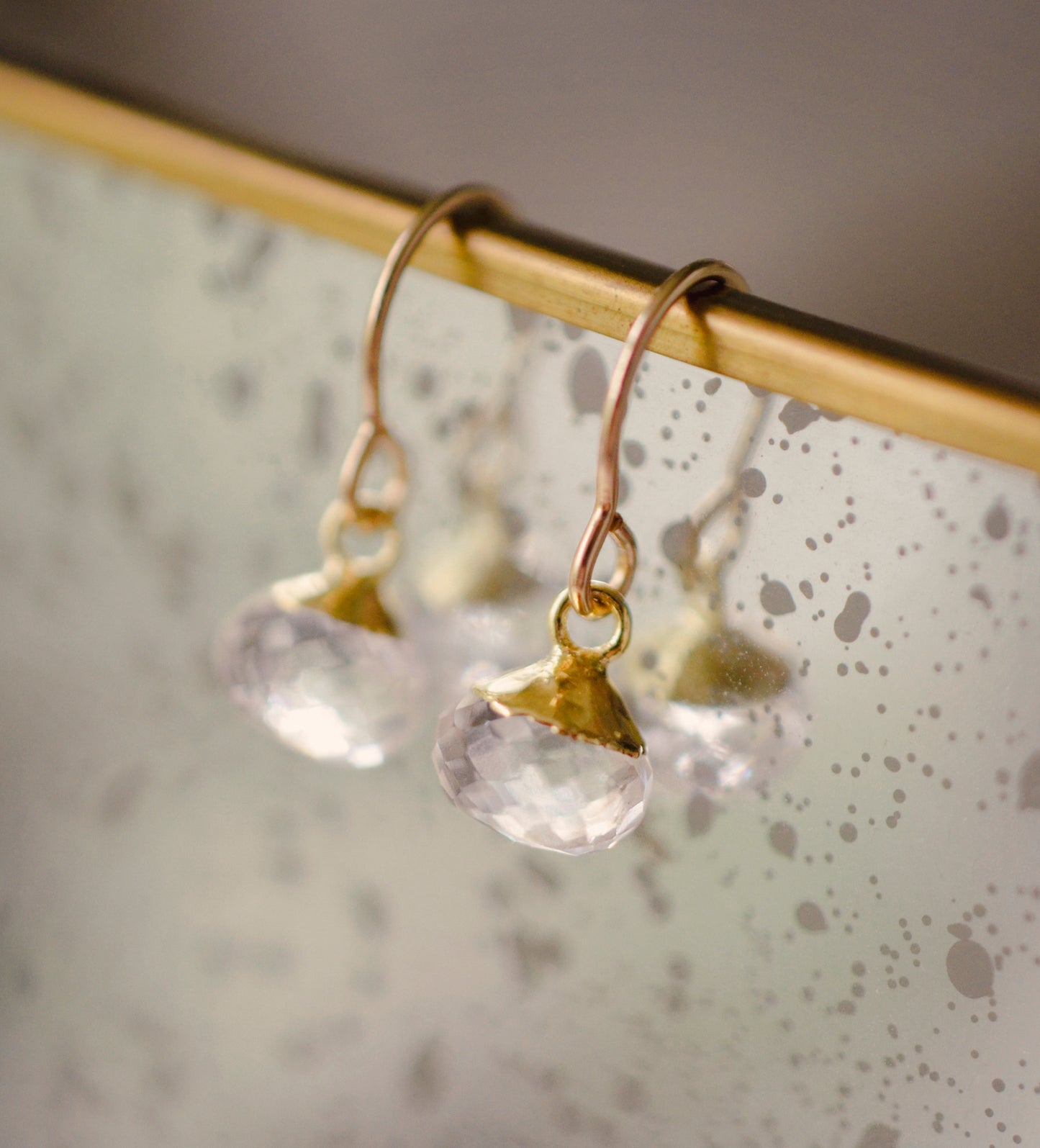 Dainty Crystal Quartz Dangle Earrings