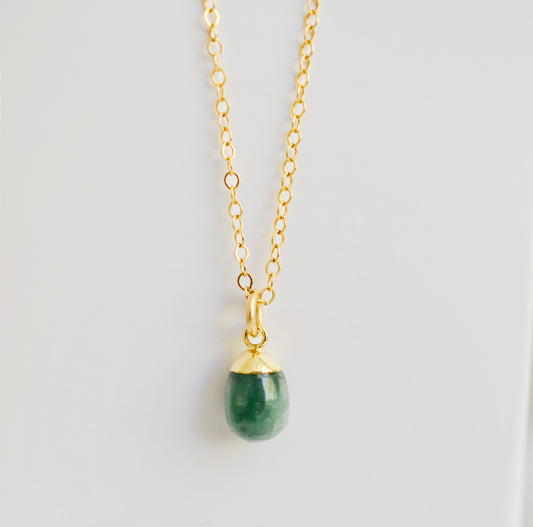 Mia Necklace - Raw Emerald 14k Gold Filled