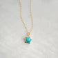 Natural blue turquoise star pendant on a 14k gold filled chain.