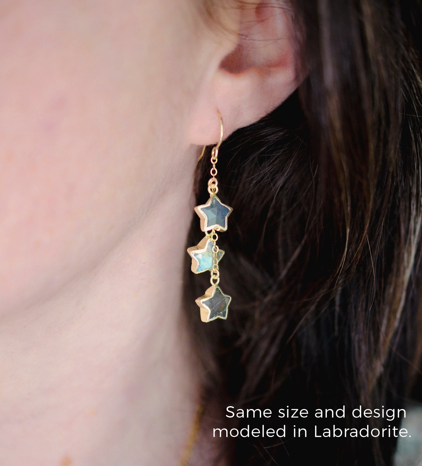 Star Gazer Earrings: Amethyst, Onyx, Labradorite