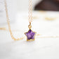Handmade genuine purple amethyst star pendant set on a 14k gold filled chain. This necklace is also available in sterling silver. 