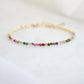 Gold style of multi-color tourmaline beaded bracelet.