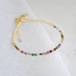 Gold style of multi-color tourmaline beaded bracelet.
