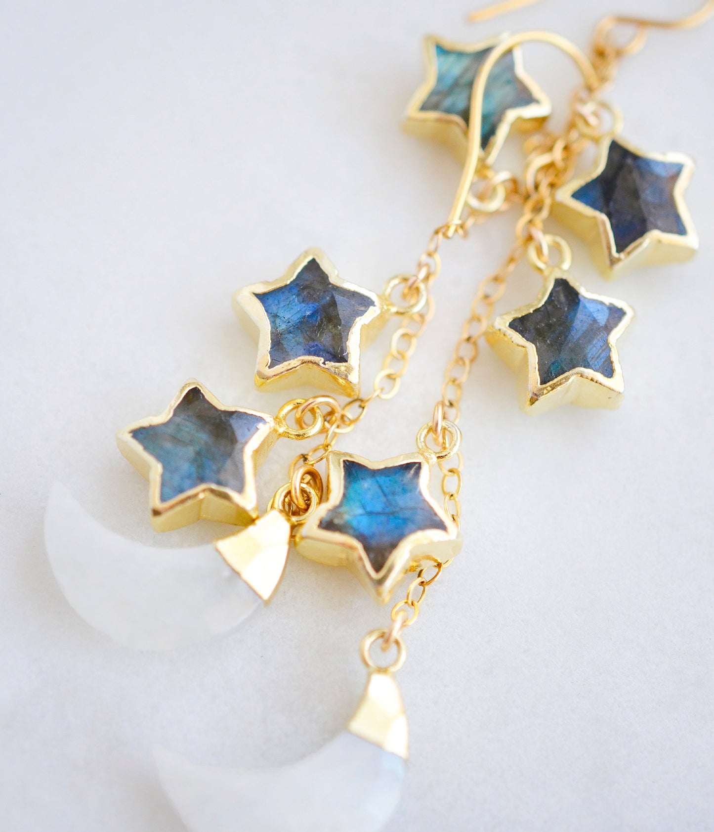 Stargazer Moon Earrings - Labradorite & Moonstone