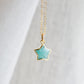 Dainty, natural aqua amazonite celestial stone star pendant set on a 14k gold filled chain. This necklace is a great gift for stargazers, girlfriends, mom, wife, or daughter.