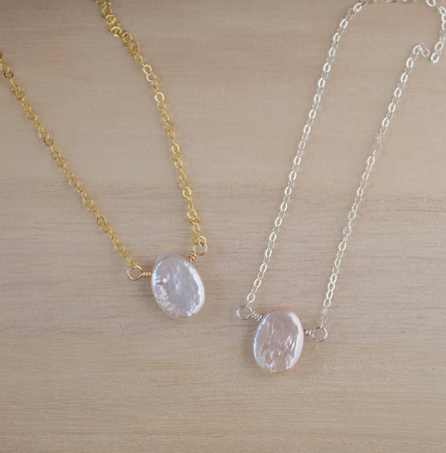 June Necklace: White Freshwater Pearl