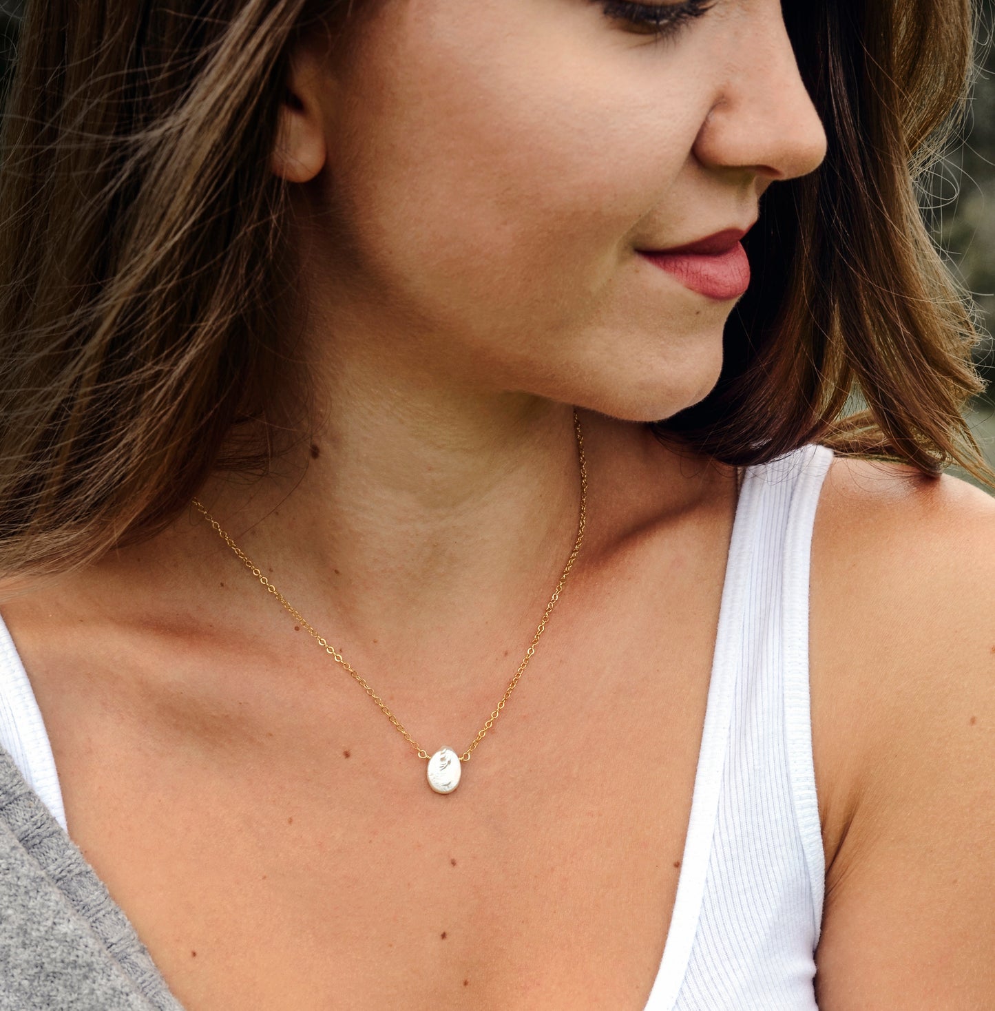 June Necklace: White Freshwater Pearl