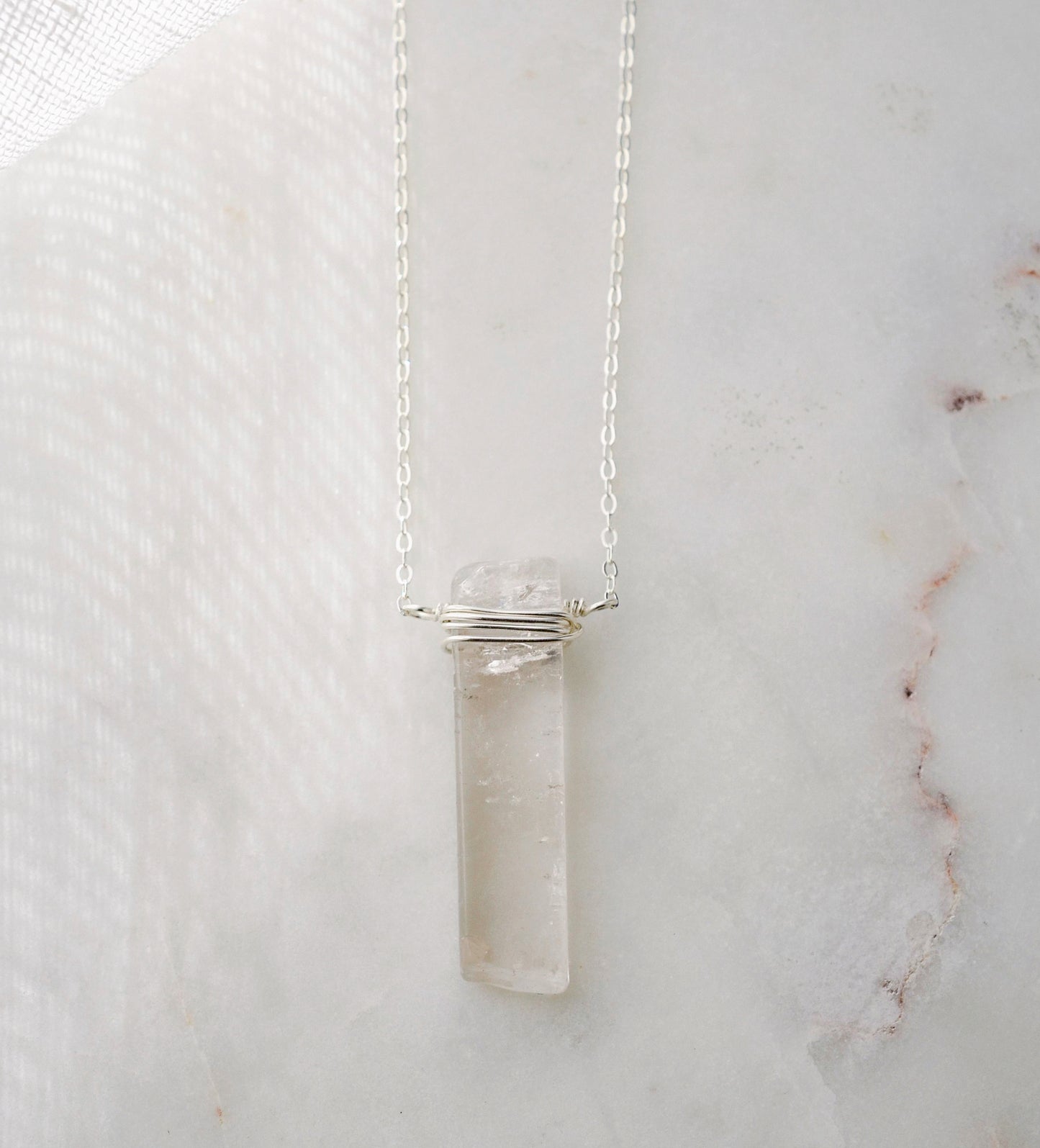 Crystal Quartz Rectangle Pendant