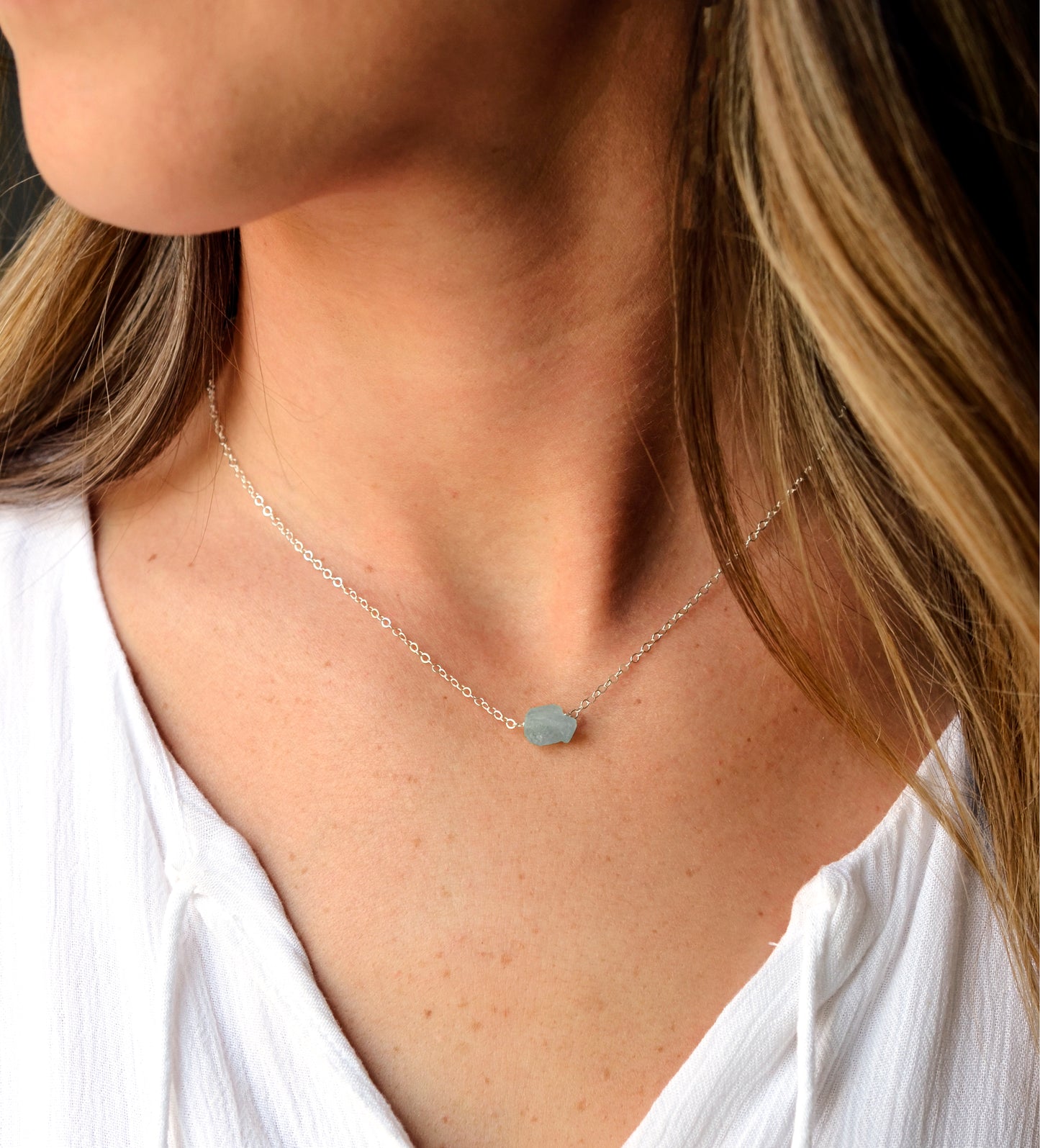 Raw Aquamarine Crystal Necklace