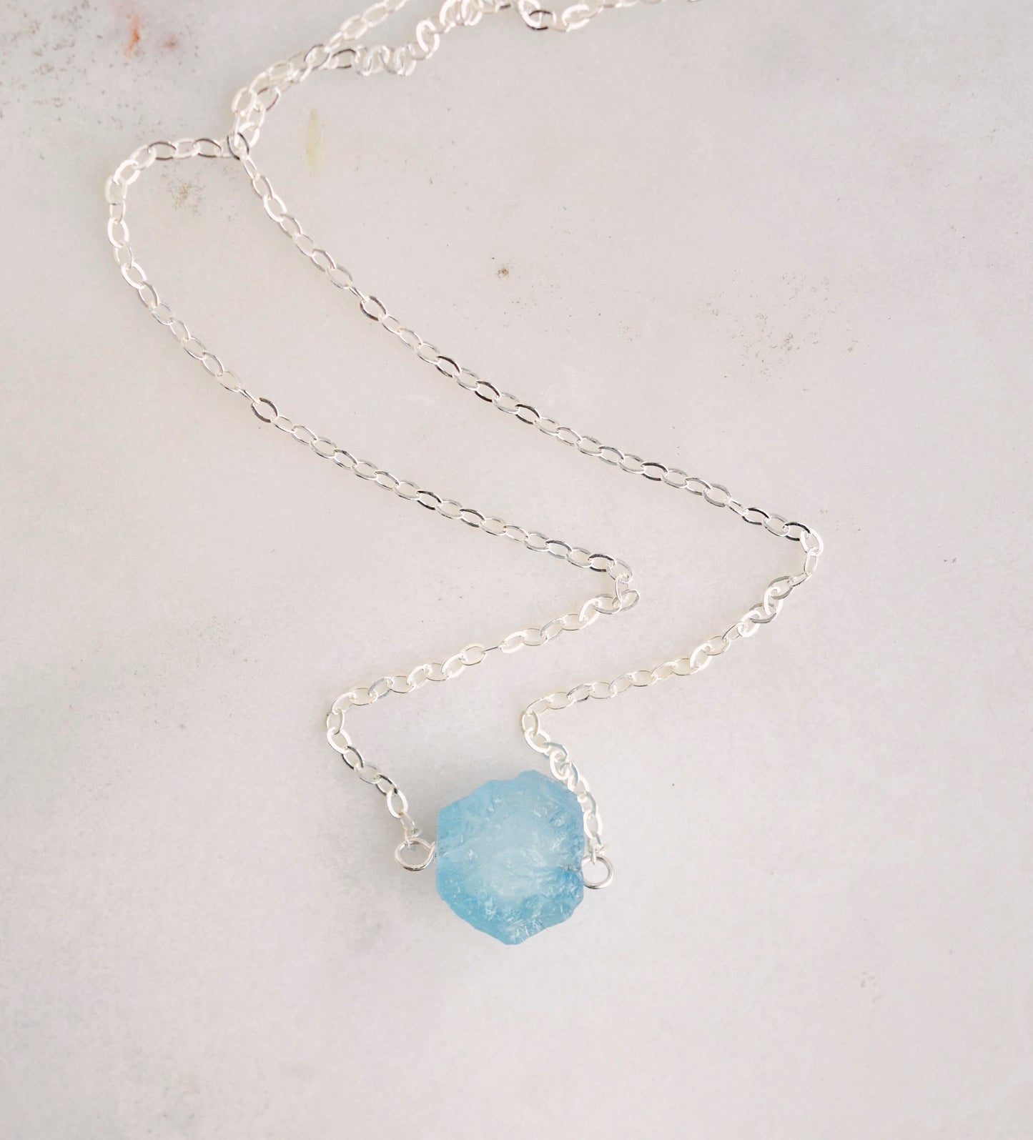 Raw Aquamarine Crystal Necklace