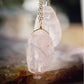 Raw Rose Quartz Crystal Necklace