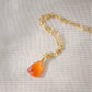 Genuine Carnelian Triangle Teardrop Necklace in Sterling Silver or Gold Filled