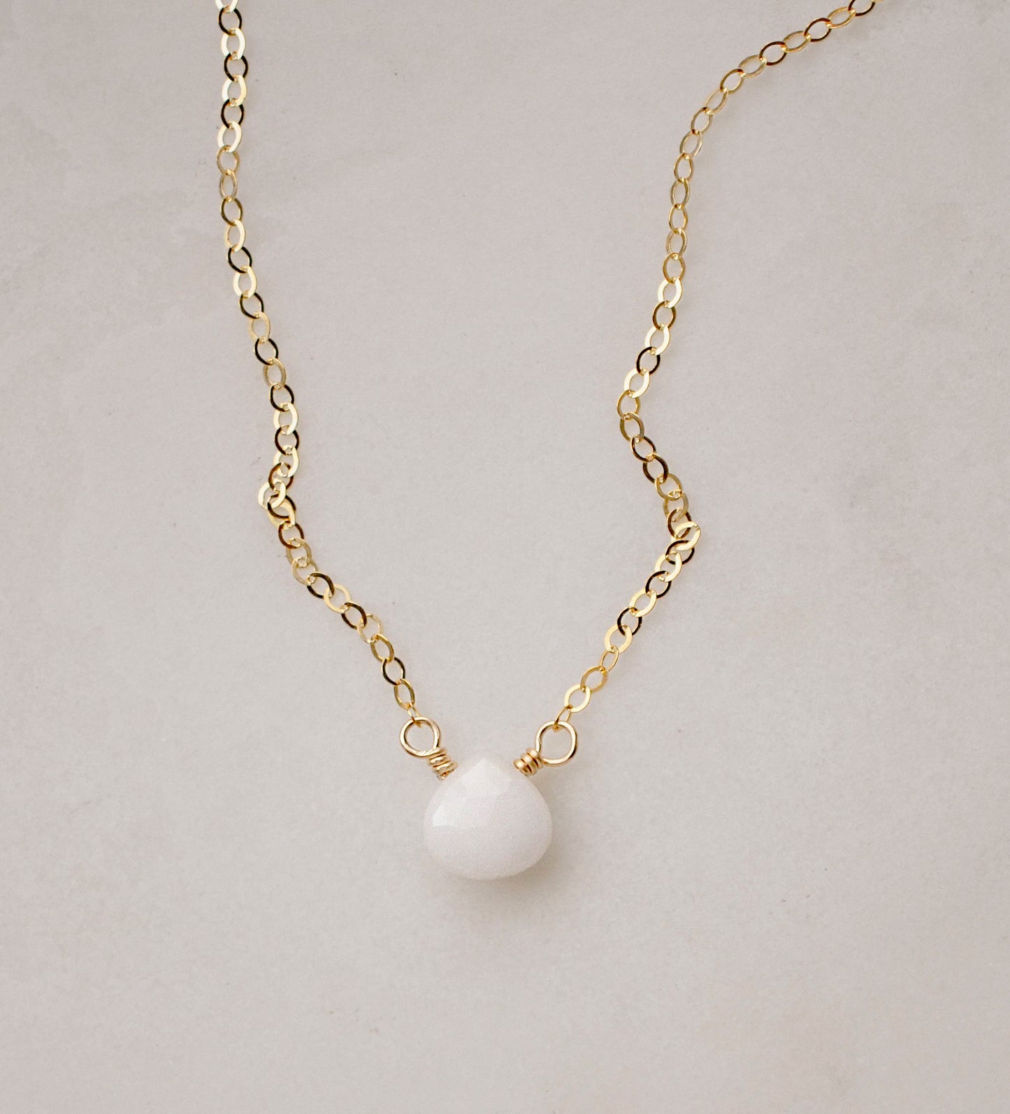 White Quartz Teardrop Necklace
