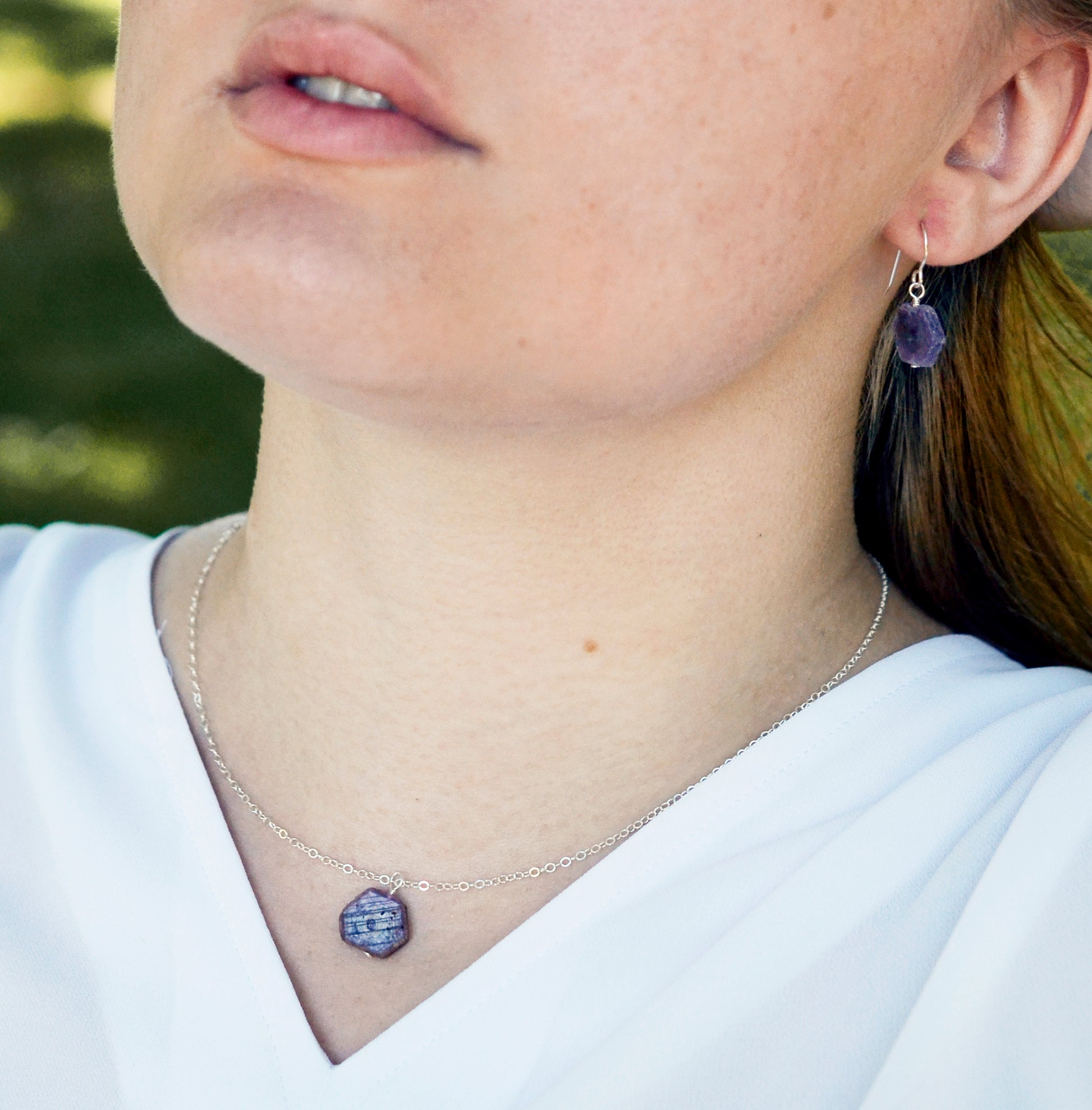 Raw ruby necklace, pink purple ruby pendant, ruby jewelry, ruby chain necklace, minimalist july birthstone