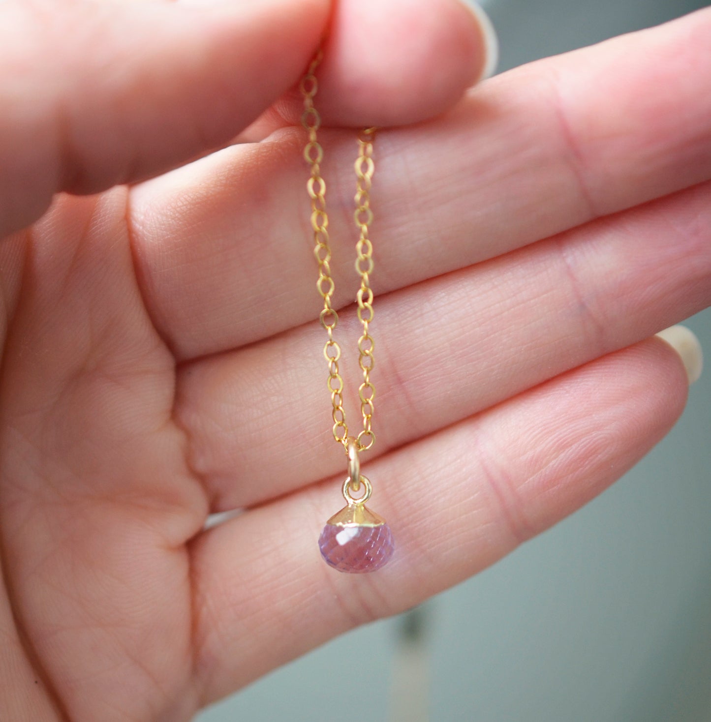 Amethyst Droplet Necklace
