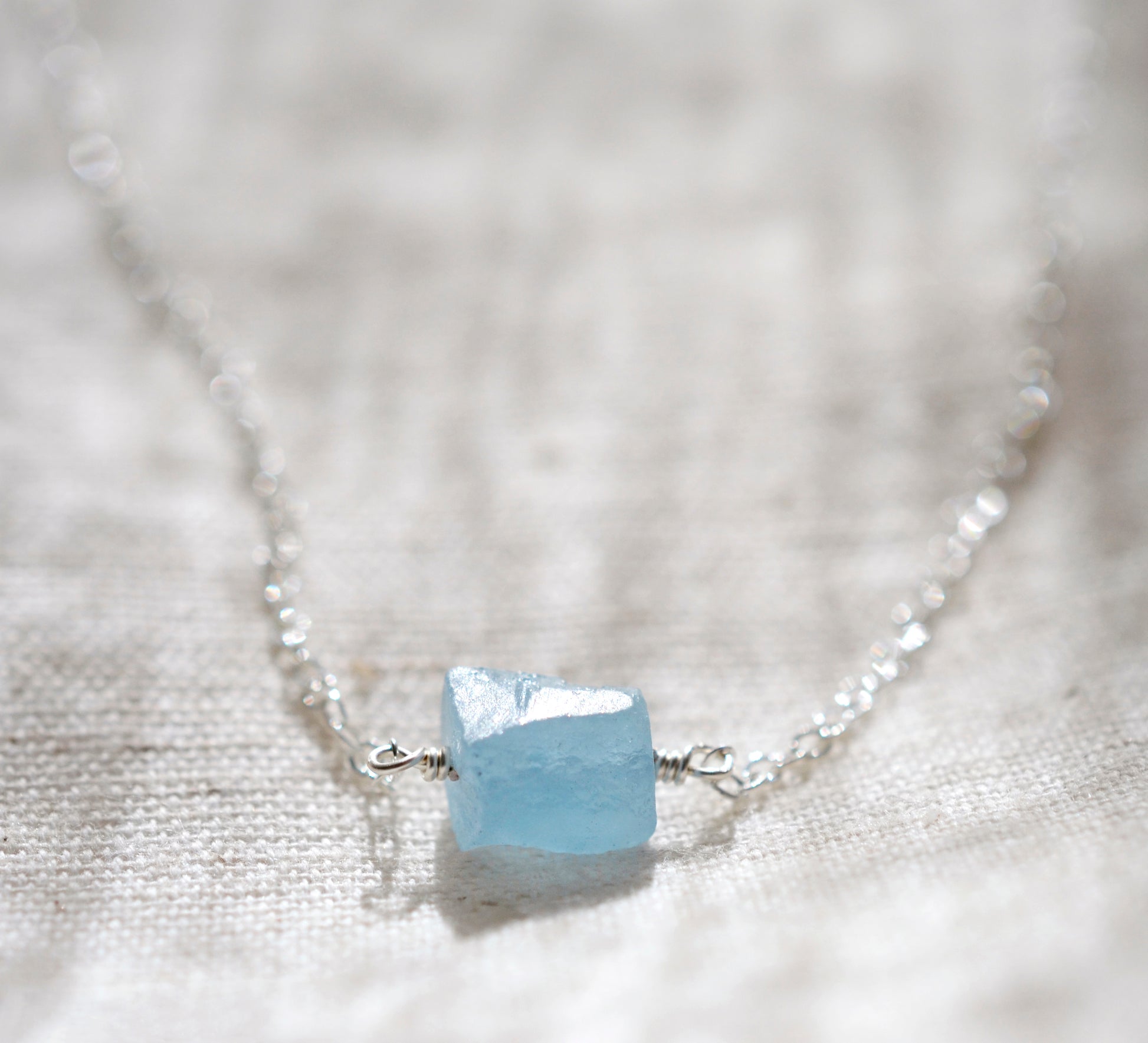 Aquamarine Necklace, Raw Crystal Aquamarine Pendant, Blue Stone Necklace, Something Blue, Blue Bridesmaid Jewelry, Sterling Silver, Gold 