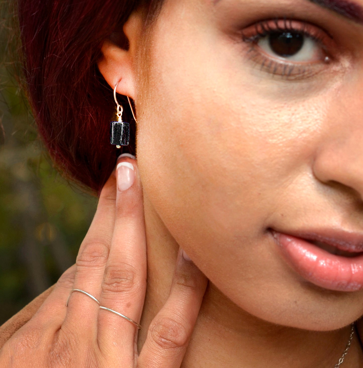 Raw Black Tourmaline Earrings