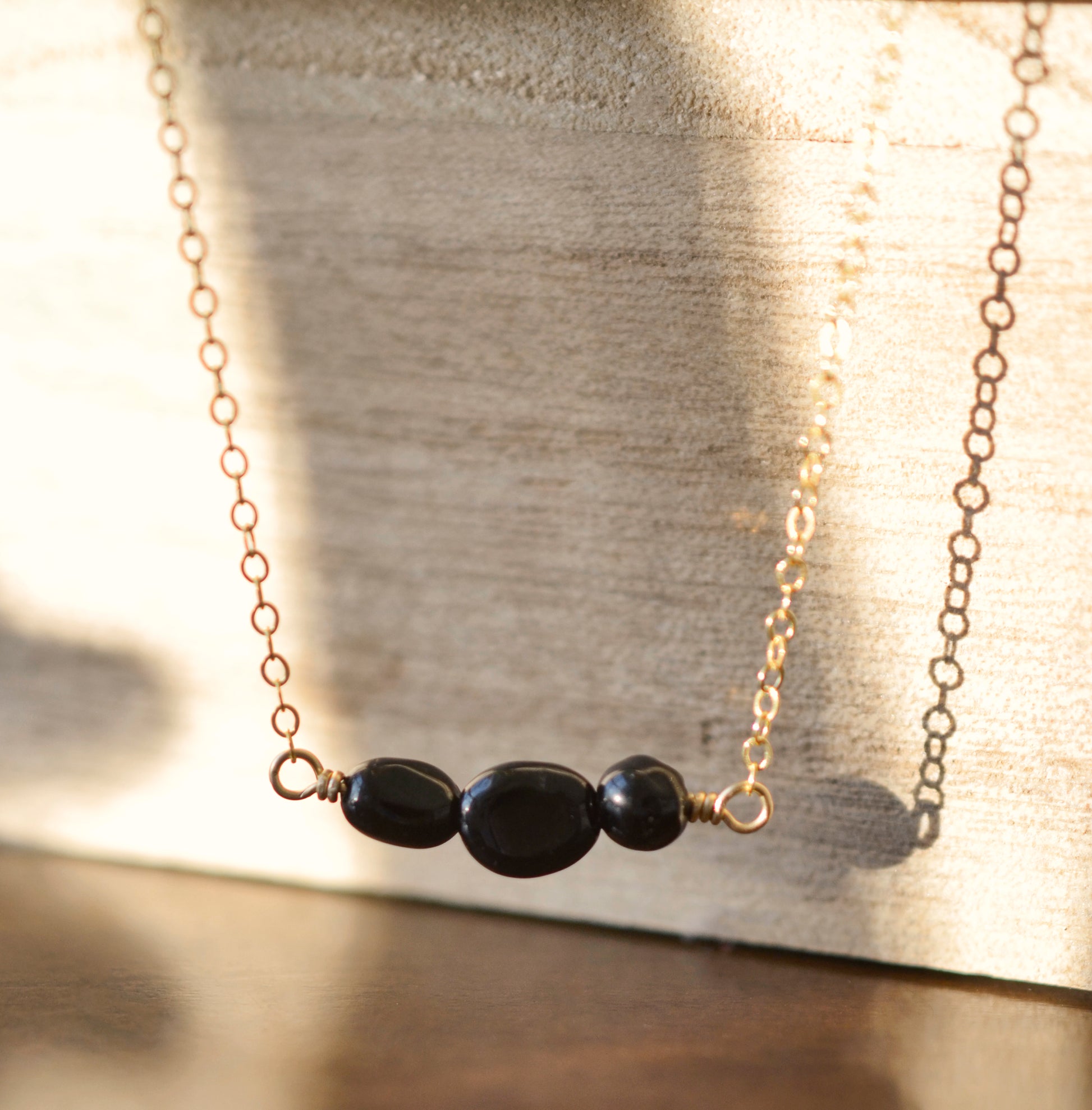 Black Tourmaline Necklace, Polished Tourmaline Necklace, Sterling Silver or 14k Gold Filled, Protection Empath Pendant, Dainty, For Women