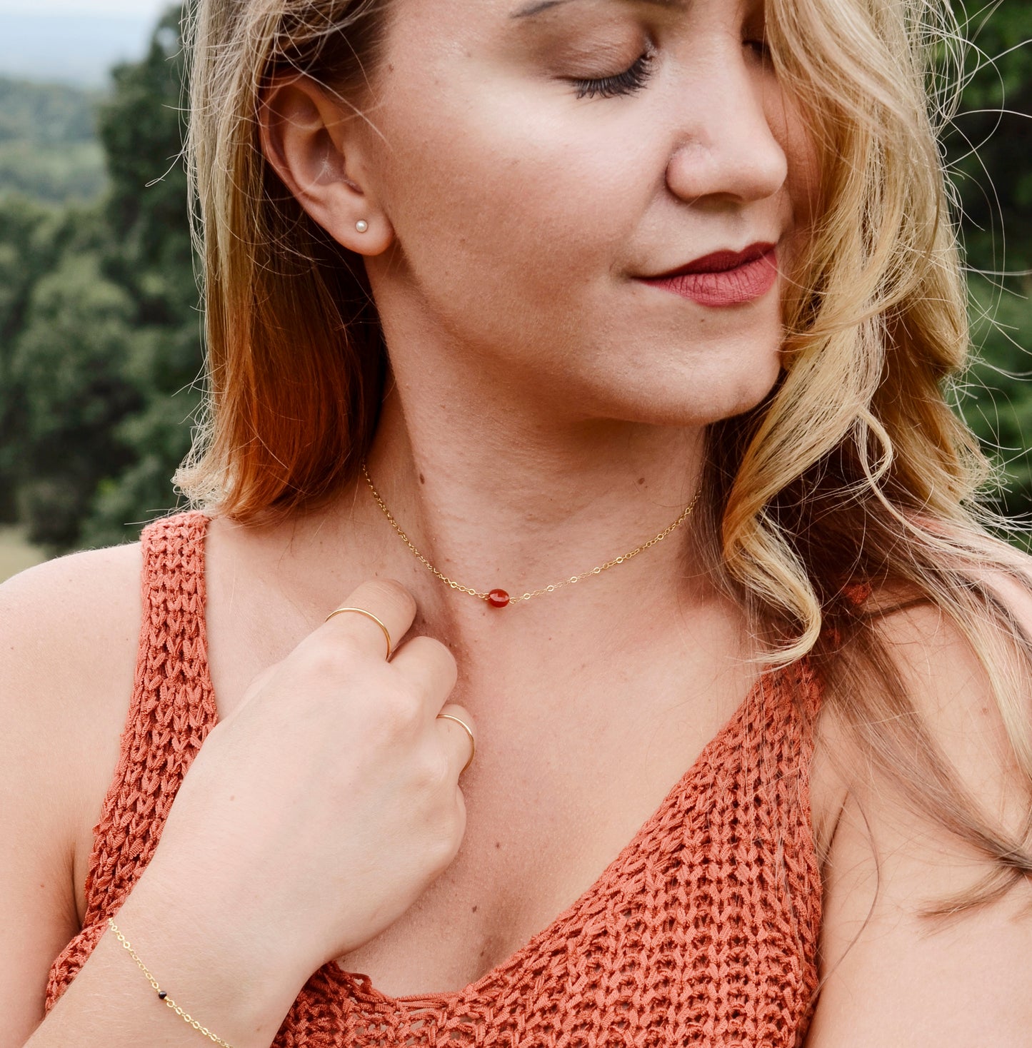 Carnelian Coin Necklace