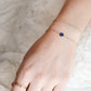 Dainty blue Lapis Lazuli coin bracelet on a sterling silver or gold filled chain.