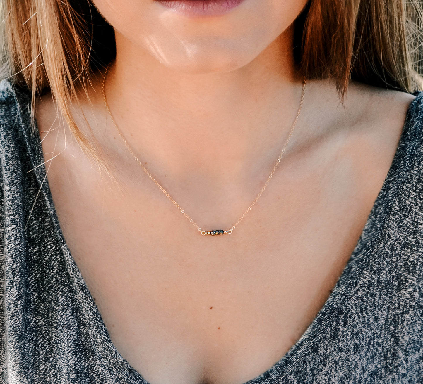 Small Pyrite Bar Necklace